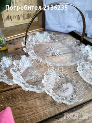 Антикрен комплект кристал и сребро , снимка 9 - Антикварни и старинни предмети - 49897220