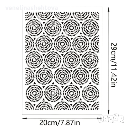 Шаблон стенсил кръгове малки триъгълници за декорация на торта кекс скрапбукинг дърво , снимка 2 - Други - 52575471