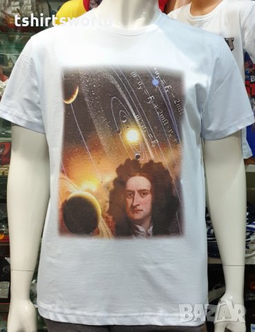 Нова мъжка тениска с дигитален печат на Исак Нютон, снимка 1 - Тениски - 34963959