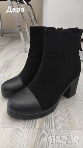 Дамски черни боти кожа и велур , снимка 8 - Дамски ботуши - 38089771