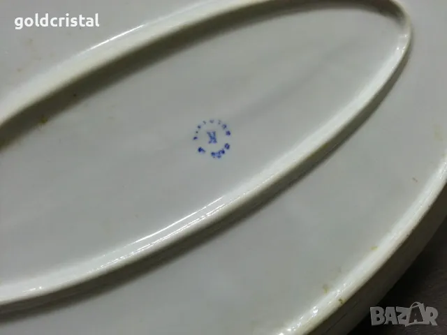 Стар български порцелан плато елипса , снимка 4 - Антикварни и старинни предмети - 48936698