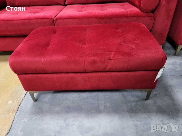 Нови Червени дивани от плат тройка,двойка и табуретка "Idol", снимка 8 - Дивани и мека мебел - 39711887