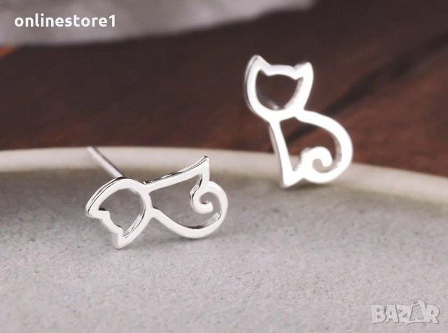 Сребърни Обеци Котка - 925 печат сребро BT419