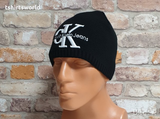 Нова зимна шапка на марката CK, Calvin Klein с бяло лого, снимка 8 - Шапки - 43280725