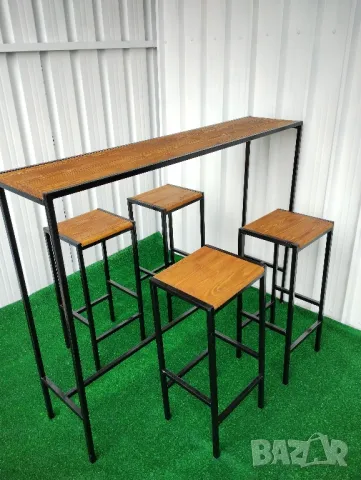 Бар маса комбинация от дърво и метал , снимка 3 - Маси - 48221400