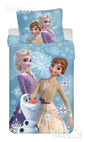 Детски спален комплект Disney Frozen White Snowflake 100×135 cm, 40×60 cm, снимка 1 - Спално бельо и завивки - 48465096