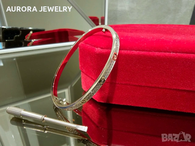 CARTIER Love Small Paved Rose Gold Diamonds Гривна с Отверка, снимка 3 - Гривни - 53054275