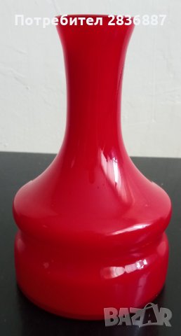 Червена опалинена стъклена ваза в стил арт деко от Мурано, снимка 3 - Вази - 39854738