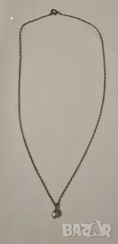 Сребърен синджир с висулка перла