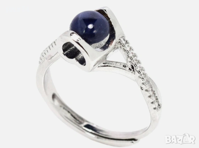 СРЕБЪРЕН ПРЪСТЕН СЪС ЗВЕЗДЕН САПФИР (ТАЙЛАНД), снимка 2 - Пръстени - 53094892