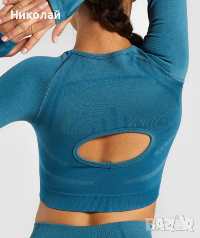 gymshark geo seamless long sleeve crop top, снимка 14 - Спортни екипи - 37042234