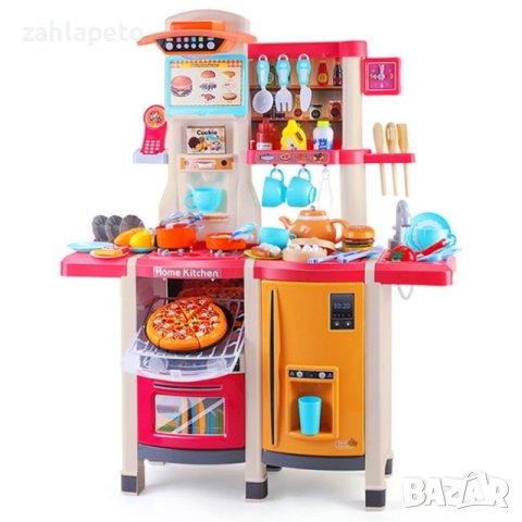 Мултифункционална детска кухня с пара 100см. - Розова