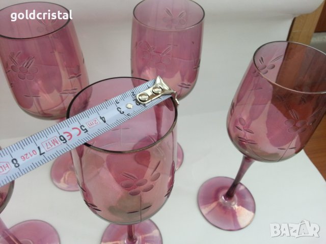 Ретро стъклени чаши цветно стъкло , снимка 3 - Антикварни и старинни предмети - 37552691