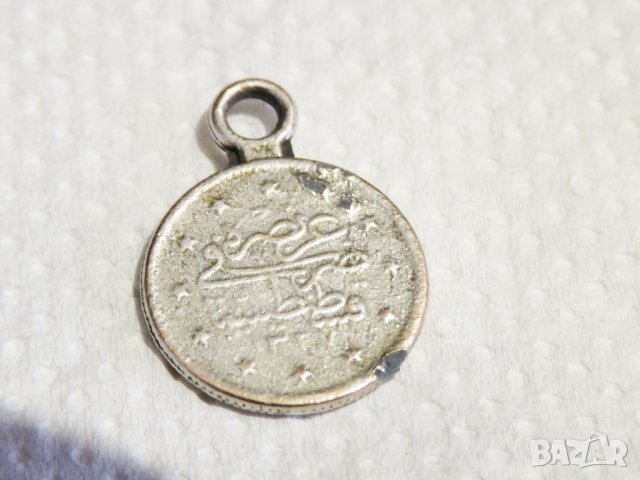 Голям османски сребрист медальон с тугра, тура - османска монограма и послание, амулет, турски накит, снимка 3 - Колиета, медальони, синджири - 32301482