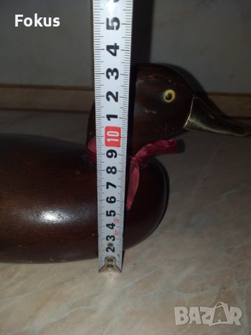 Страхотна стара дървена патица патка с бронзова човка, снимка 5 - Антикварни и старинни предмети - 43414176
