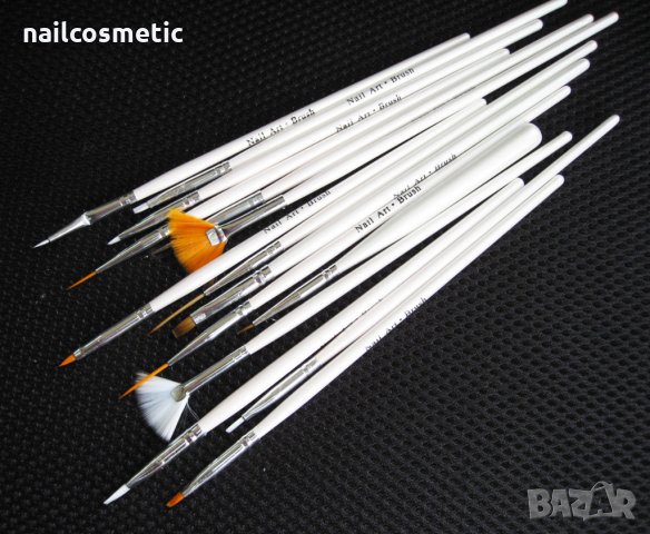 Професионален комплект 15 четки  за маникюр и декорaции, снимка 4 - Продукти за маникюр - 9186659