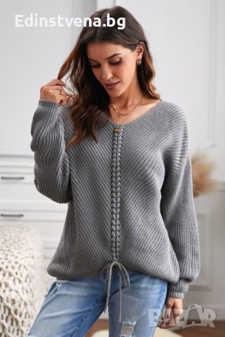 Дамски пуловер в сиво, снимка 2 - Блузи с дълъг ръкав и пуловери - 39531275