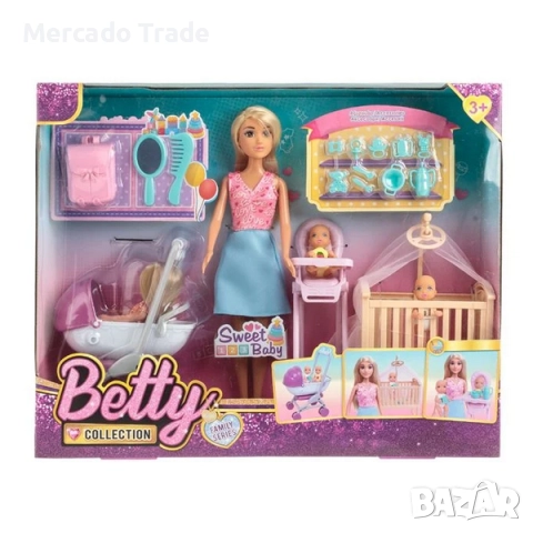 Кукла майка Бети с 3 деца и аксесоари, снимка 2 - Кукли - 52656670