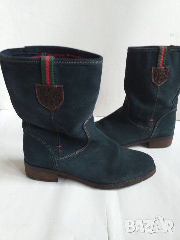 Велурени боти (сини) Размер 38, снимка 2 - Дамски боти - 38724462