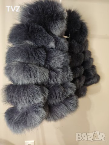 Палто от естествен косъм в тъмно син цвят, снимка 3 - Якета - 38721395