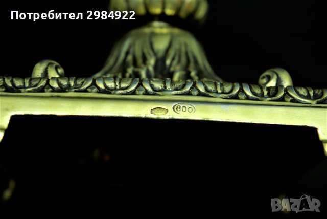 РАЗПРОДАЖБА Сребърен свещник, проба 800 със старо оригинално позлатяване НАМАЛЕНИЕ , снимка 10 - Антикварни и старинни предмети - 37452254