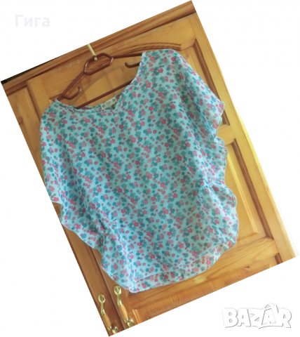 Синя блузка на цветчета, снимка 1 - Детски Блузи и туники - 33465637