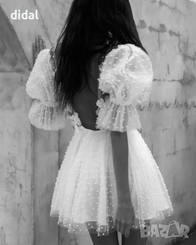 Изумителна рокля с перли и релефни цветя , снимка 2 - Рокли - 37860125