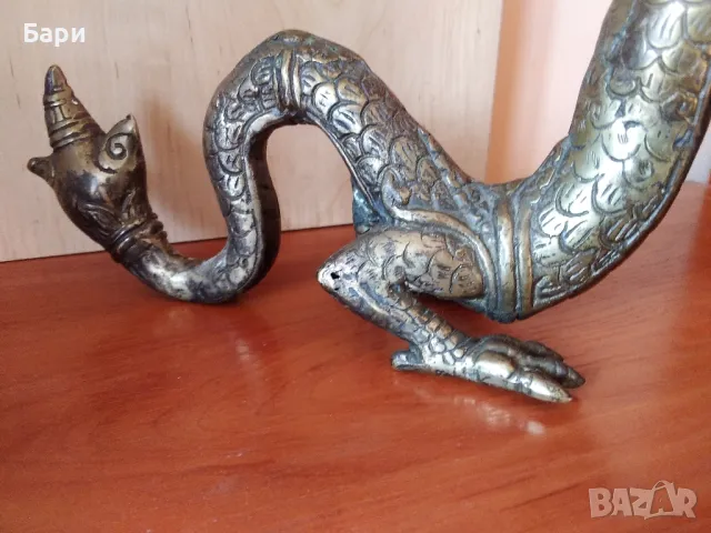 ВЕЛИКОЛЕПНА СТАРА БРОНЗОВА СКУЛПТУРА НА АЗИАТСКИ ДРАКОН, снимка 6 - Колекции - 47783398