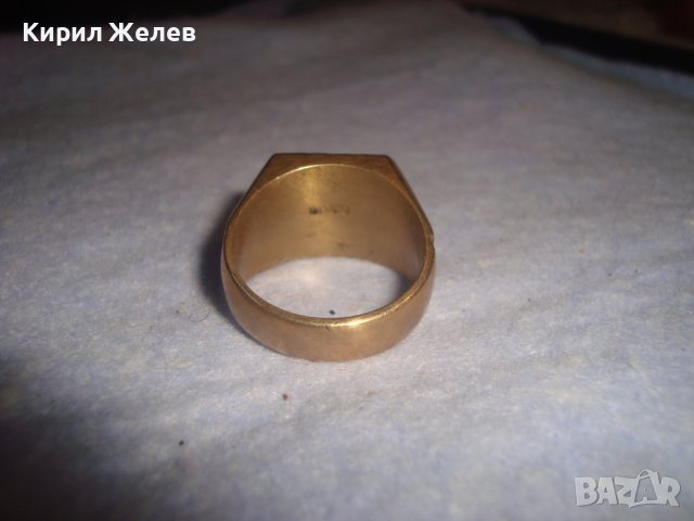 СТАР ПОЗЛАТЕН БРОНЗОВ РЕТРО АРТ ДЕКО ПРЪСТЕН с ПЕЧАТИ 18К 750 за КОЛЕКЦИЯ МАЙСТОРСКА ИЗРАБОТКА 24253, снимка 6 - Антикварни и старинни предмети - 37395524