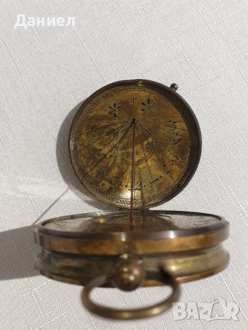 Масивен компас от бронз със слънчев часовник, снимка 3 - Подаръци за мъже - 43258613