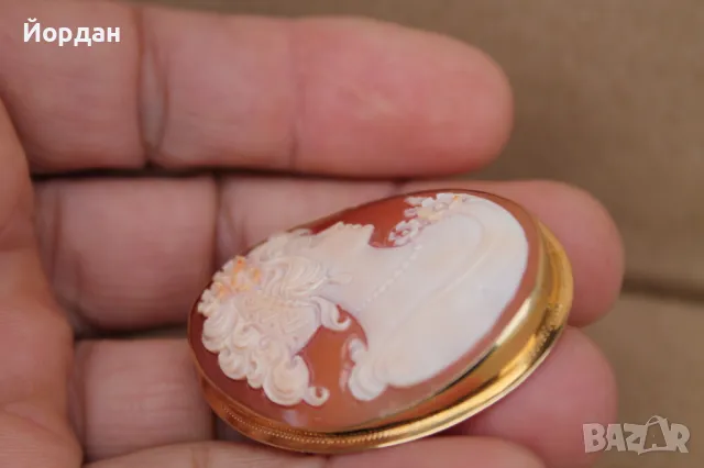 Изящна брошка с камея и златен обков, снимка 17 - Други стоки за дома - 49753837