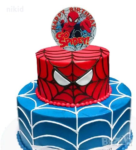 happy birthday Спайдърмен Spiderman пластмасов топер украса табела за торта рожден ден, снимка 2 - Други - 33394243