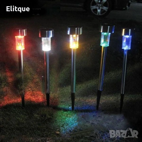 Комплект от 6 броя соларни градински LED лампи за алеи и зони
