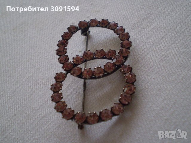 Дамска брошка  с кристали и сребърно покритие, снимка 7 - Антикварни и старинни предмети - 36648883