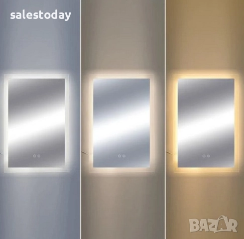 Огледало за баня, LED осветление- 3 цвята, 50x70 см
