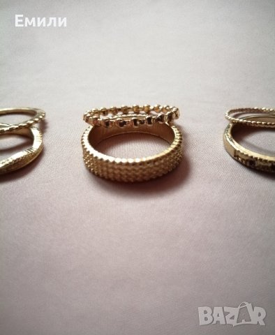 Комплект 6 нови дамски пръстена в златист цвят - подарък при покупка над 6 лв, снимка 5 - Пръстени - 43921813