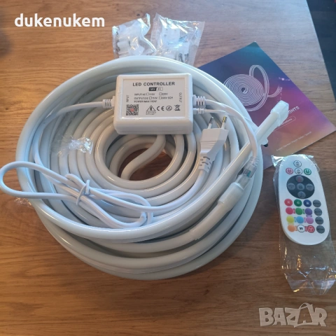 RGB LED неонова лента 10 м – Smart WiFi, IP65, 220 V, снимка 7 - Лед осветление - 53110378