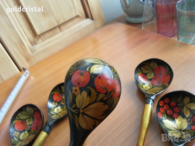 Руски дървени лъжици рисувани хохлома , снимка 3 - Други ценни предмети - 37956312