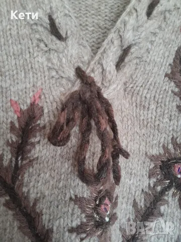 Вълнен ръчно плетен блузон, снимка 7 - Блузи с дълъг ръкав и пуловери - 48189280