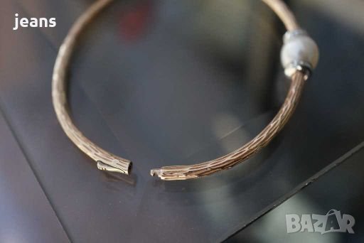 Стомана, сребро, перла с диаманти, снимка 3 - Гривни - 28071155