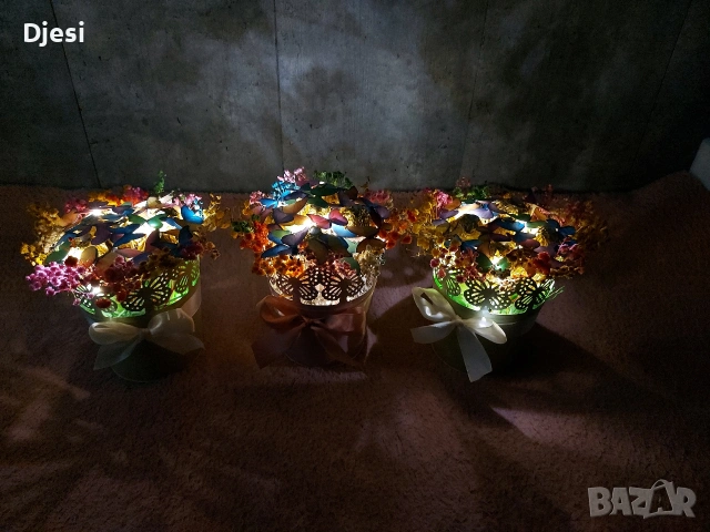 Светещ букет с пеперуди и бонбони, снимка 9 - Декорация за дома - 48609994