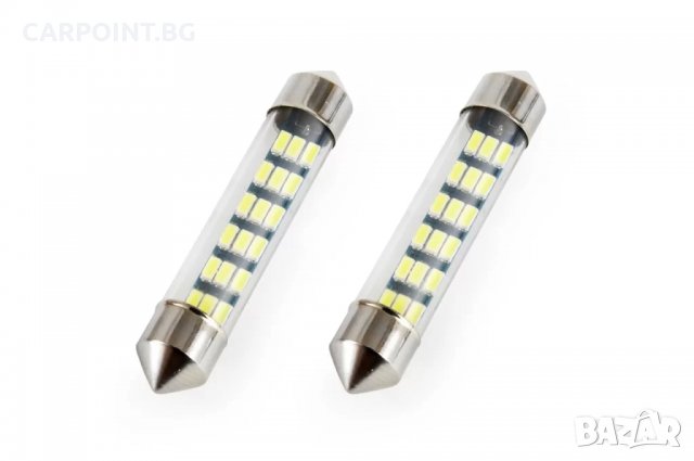 КОМПЛЕКТ ДИОДНИ LED КРУШКИ FESTOON C5W 18X SMD 3014 12V 41MM КРУШКИ 01092 1КТ.