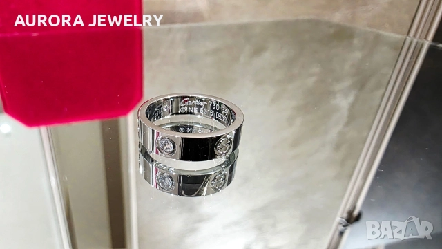 CARTIER Love White Gold 3 Diamonds Classic Model Пръстен, снимка 3 - Пръстени - 52888478