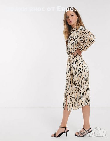 ASOS DESIGN елегантна сатенена рокля тип риза с колан, снимка 3 - Рокли - 33079086