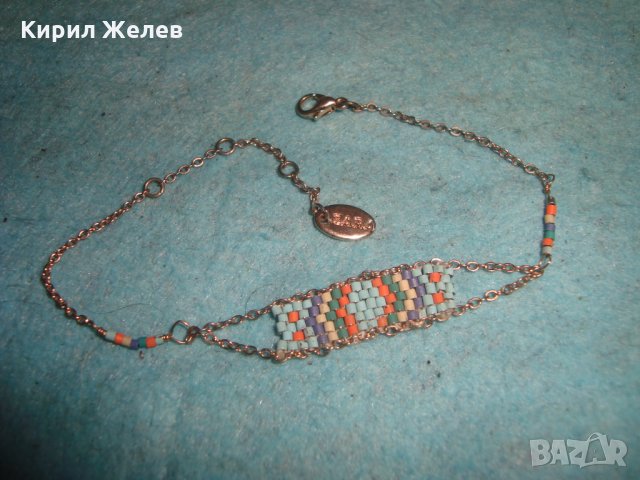 ЗАРА - НЕЖНА ПОЗЛАТЕНА МЪНИСТЕНА МАРКОВА РЪЧНА ИЗРАБОТКА ГРИВНА 14757, снимка 3 - Гривни - 35353012