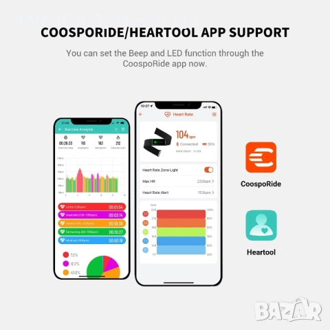 COOSPO H9Z монитор за сърдечен ритъм/Bluetooth 5.0 ANT+/зареждаем/нагръдник/Strava/WahooFitness, снимка 6 - Друга електроника - 52414818