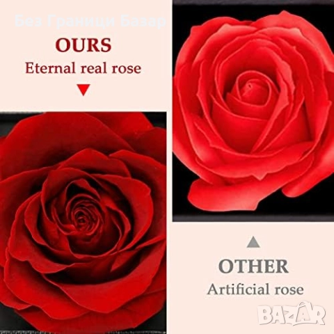 Нова Вечна истинска роза в кутия – подарък за нея, 100 езика „Обичам те“, снимка 3 - Романтични подаръци - 52544522