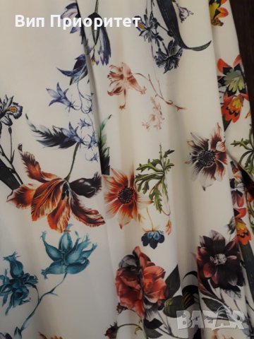 Бяла риза с пъстър принт, дълъг ръкав, официална, коприна, със закопчаване отпред, снимка 12 - Ризи - 37408068