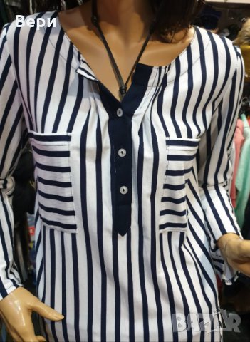 Нова дамска моряшка риза тип туника на тъмносиньо и бяло райе, снимка 9 - Ризи - 28296062