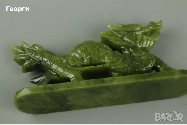 Изящен 100% естествен нефрит Ръчно изработена статуя  Тибетски дракон., снимка 4 - Декорация за дома - 37828872